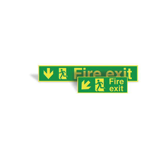 Photoluminescent British Standard Fire Exit Signs