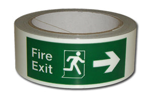 Fire Exit arrow right photoluminescent safety tape