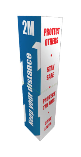 Blue Keep Your Distance... (bollard Sign) - Direct Signs