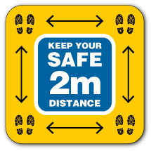 Keep your safe 2m distance... (Floor Sign) Yellow - Direct Signs