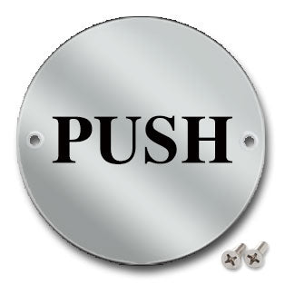 Polished Stainless Steel PUSH Sign - Direct Signs