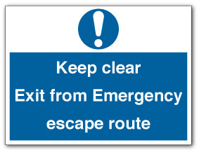 Keep clear Exit from Emergency escape route - Self Adhesive Vinyl / 400mm X 300mm - Direct Signs