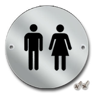Polished Stainless Steel Ladies and Gents Toilet Sign - Direct Signs