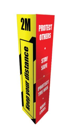 Yellow Keep Your Distance... (bollard Sign) - Direct Signs