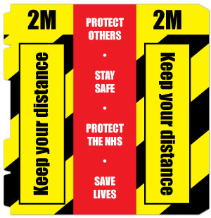 Yellow Keep Your Distance... (bollard Sign) - Direct Signs