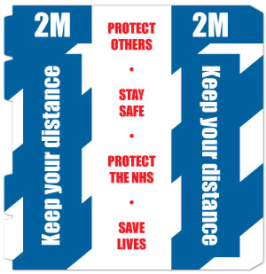 Blue Keep Your Distance... (bollard Sign) - Direct Signs