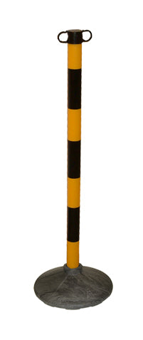 Black and Yellow Portable Plastic Barrier Post - CSP/BY / 900mm - Direct Signs