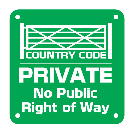COUNTRY CODE PRIVATE No Public Right of Way - Direct Signs