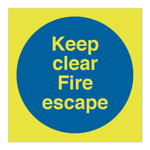 Photoluminescent Keep Clear Fire Escape Symbol Sign - Direct Signs