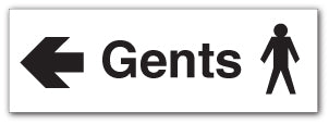 Gents + symbol arrow left - Direct Signs