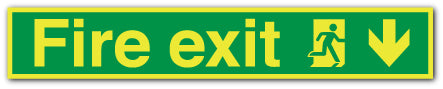 Fire exit symbol arrow down right long (Photoluminescent) - Direct Signs