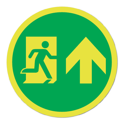 Photoluminescent Circular Running Man Symbol with Arrow up Sign - Direct Signs