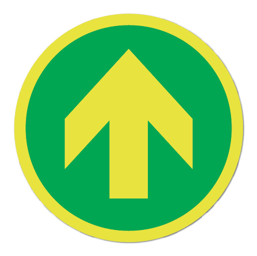 Photoluminescent Circular Arrow up Sign - Direct Signs