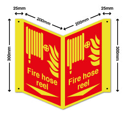 Fire hose reel + arrow down - Photoluminescent Rigid PVC - Direct Signs