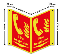 Fire telephone + arrow down - Photoluminescent Rigid PVC - Direct Signs