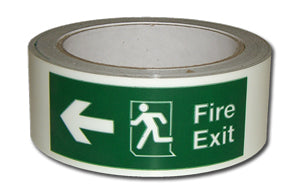 Fire Exit arrow right photoluminescent safety tape - Direct Signs
