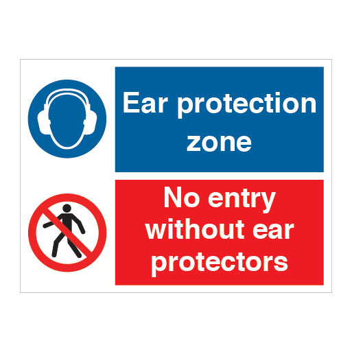Ear Protection Zone No Entry without Ear Protectors Sign - Direct Signs