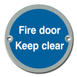 Satin Anodised Aluminium Fire door Keep clear Sign - Direct Signs