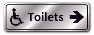 Prestige Silver - Toilets + Disabled Symbol & Arrow Right Sign - Direct Signs