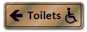 Prestige Silver - Toilets + Disabled Symbol &amp; Arrow Left Sign - Direct Signs