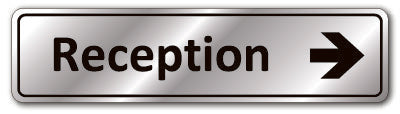 Reception R Symbol Prestige Silver - Reception + Arrow Right Sign - Direct Signs
