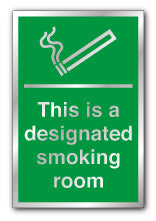 Prestige Silver - This Is a Designated Smoking Room Sign - Direct Signs