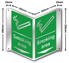 Prestige Silver - Smoking Area + Arrow Down Sign - Direct Signs