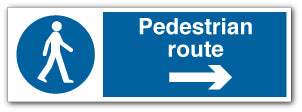 Pedestrian route - 3mm Aluminium Composite c/w Post fixing channel / 600mm X 200mm - Direct Signs