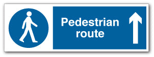 Pedestrian route (arrow up) - 3mm Aluminium Composite c/w Post fixing channel / 600mm X 200mm - Direct Signs