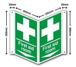 First aid room + arrow down - Direct Signs