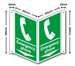 Emergency phone + arrow down - Direct Signs