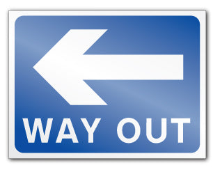 WAY OUT (left) (Rigid PVC) - Direct Signs