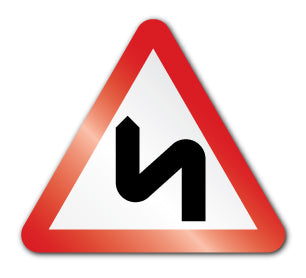 Double bend ahead, first to the left symbol (Post/Fence Fix) - Direct Signs