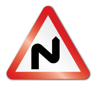 Double bend ahead, first to the right symbol (Self Adhesive) - Direct Signs