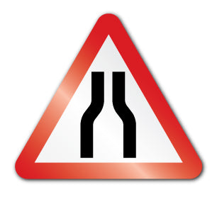 Road narrows on both sides ahead symbol (Self Adhesive) - Direct Signs