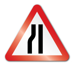 Road narrows on left ahead symbol (Rigid PVC) - Direct Signs