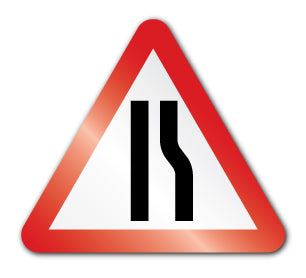 Road narrows on right ahead symbol (Rigid PVC) - Direct Signs