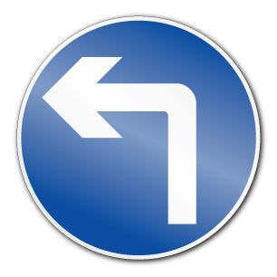 Vehicles must turn left ahead symbol (Post/Fence Fix) - Direct Signs
