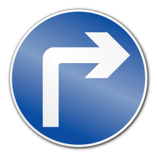 Vehicles must turn right ahead symbol (Self Adhesive) - Direct Signs