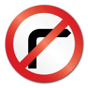 No right turn 600mmx600mm (Self Adhesive) - Direct Signs
