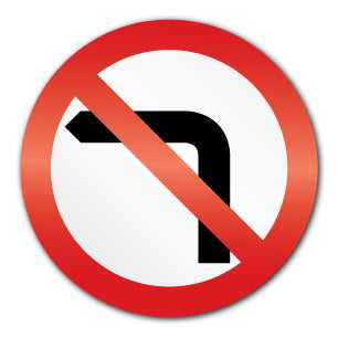 No left turn 600mmx600mm (Self Adhesive) - Direct Signs