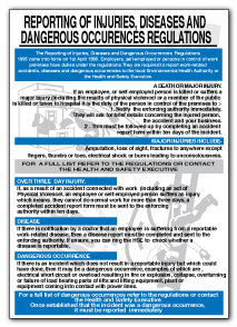 REPORTING OF INJURIES, DISEASES AND DANGEROUS OCCURENCES REGULATIONS - Direct Signs