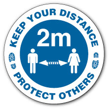 Keep your distance... (Floor Sign) Blue - Direct Signs