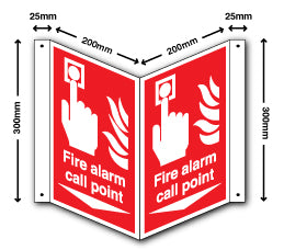 Fire alarm call point + arrow down - Rigid PVC - Direct Signs
