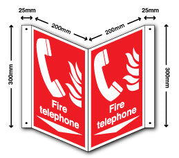 Fire telephone + arrow down - Rigid PVC - Direct Signs