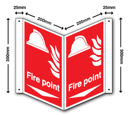 Fire point + arrow down - Rigid PVC / 450mm x 300mm - Direct Signs