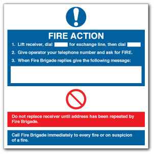 Fire Action - Lift receiver... - 1mm Rigid PVC / 200mm X 200mm - Direct Signs