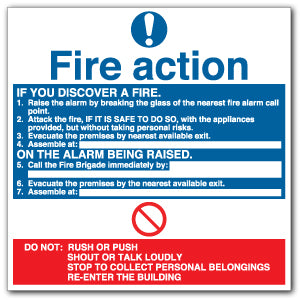 Fire Action - IF YOU DISCOVER A FIRE... - Direct Signs