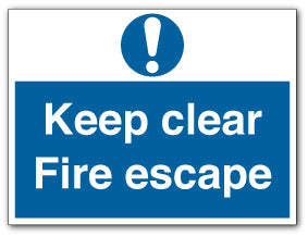 Keep clear Fire escape - Self Adhesive Vinyl / 400mm X 300mm - Direct Signs