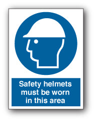 Safety helmets must be worn in this area - Direct Signs